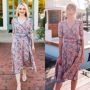 Gal Meets Glam Isadora Floral Cascade Wrap Dress